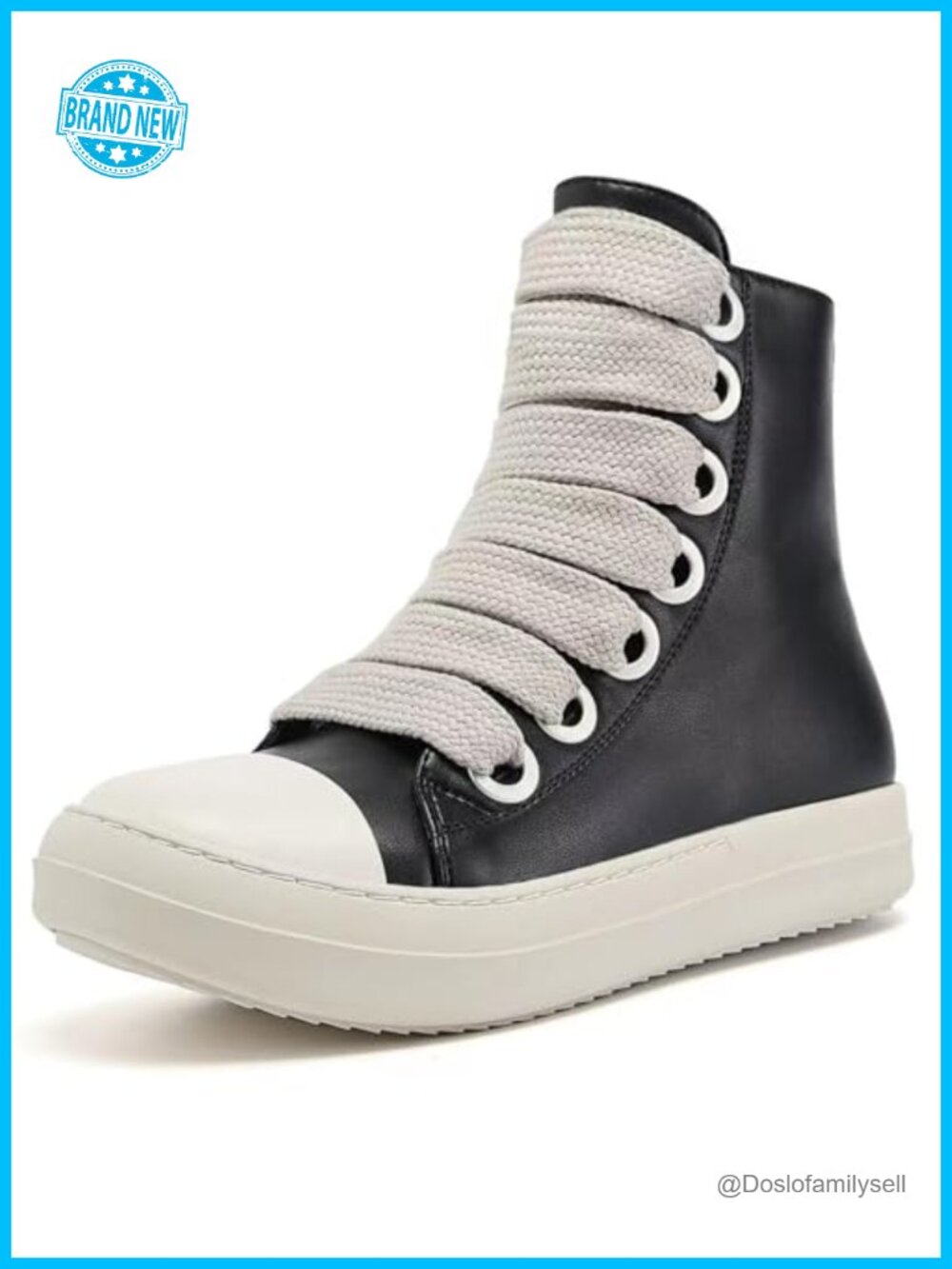 Women's High Top Sneakers Lace Up PU Leather Thick Platform Sole Walking Shoes